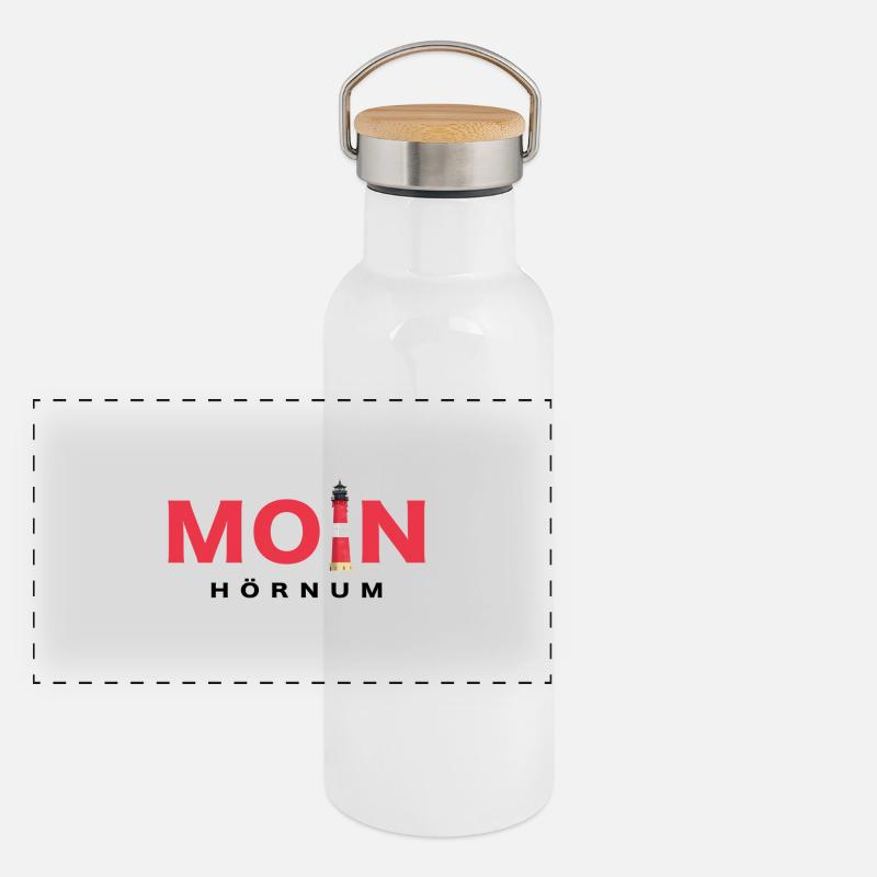 Moin Sylt, Leuchtturm Hörnum Panorama Thermosflasche mit Bambusdeckel