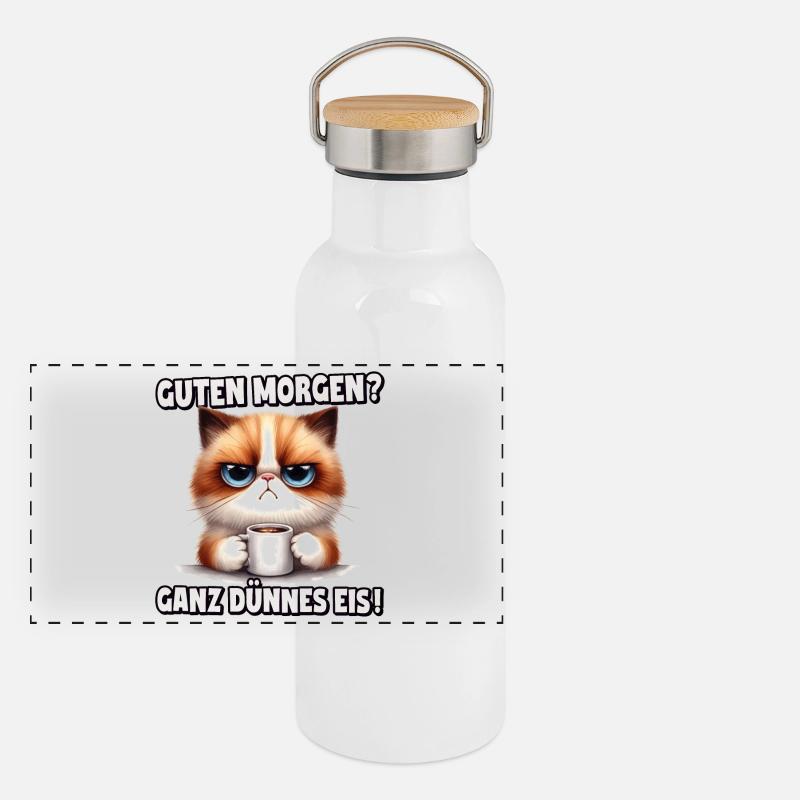 Guten Morgen? Ganz dünnes Eis Panorama Thermosflasche mit Bambusdeckel