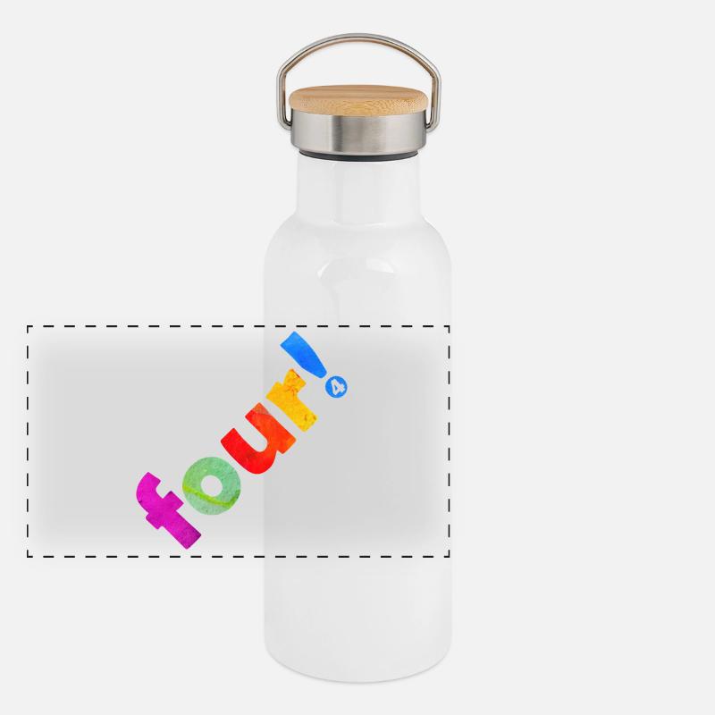 QUATRE 4 ANS 4E ANNIVERSAIRE Gourde isotherme avec bouchon en bambou
