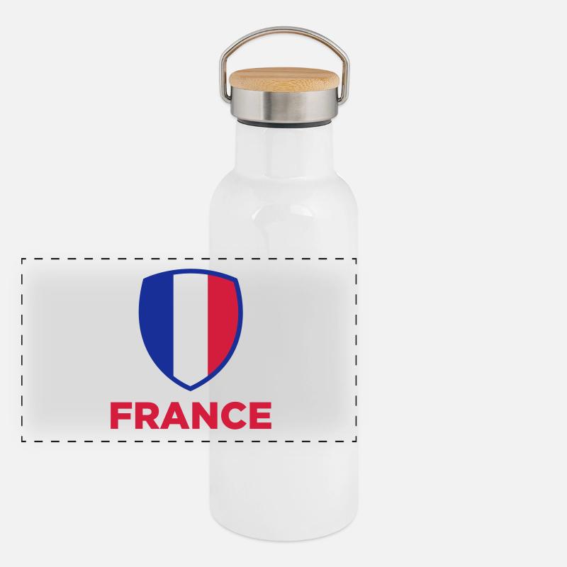 Nationalflagge von Frankfreich Panorama Thermosflasche mit Bambusdeckel