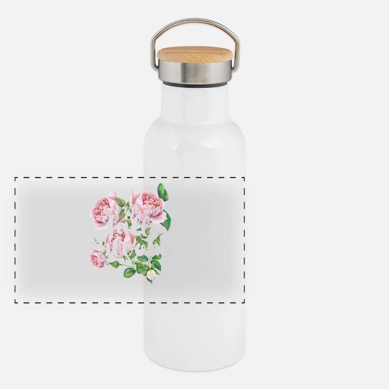 Live life full bloom -Leben in vollen Zügen leben Panorama Thermosflasche mit Bambusdeckel