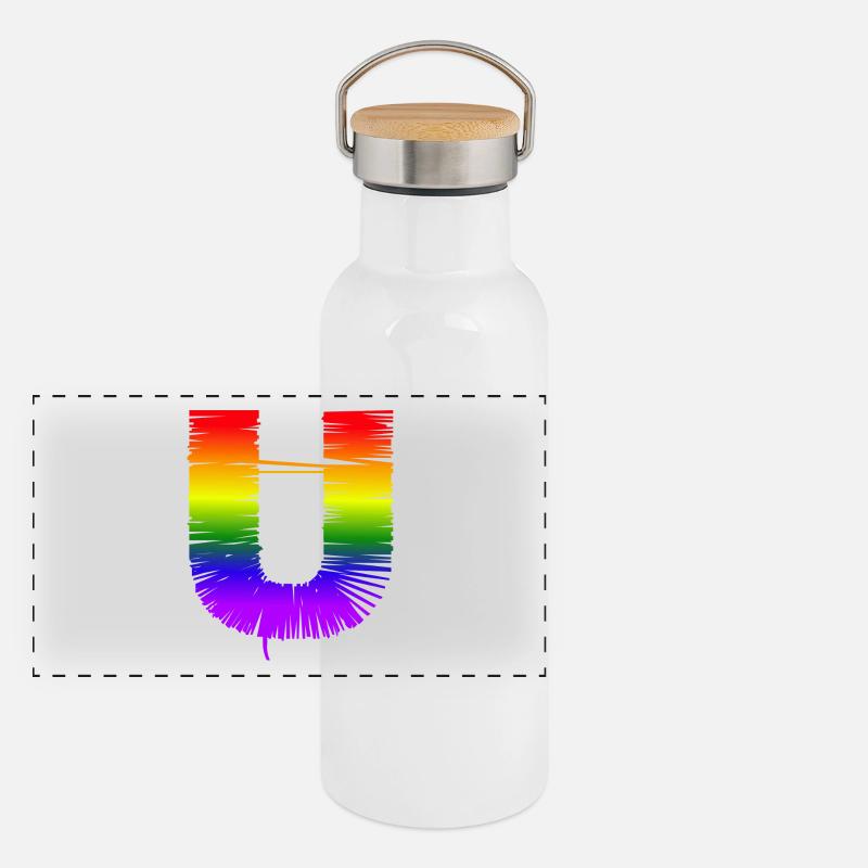 Regenbogen U Panorama Thermosflasche mit Bambusdeckel