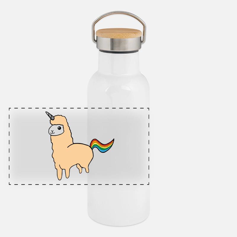 Alpaga licorne Gourde isotherme avec bouchon en bambou
