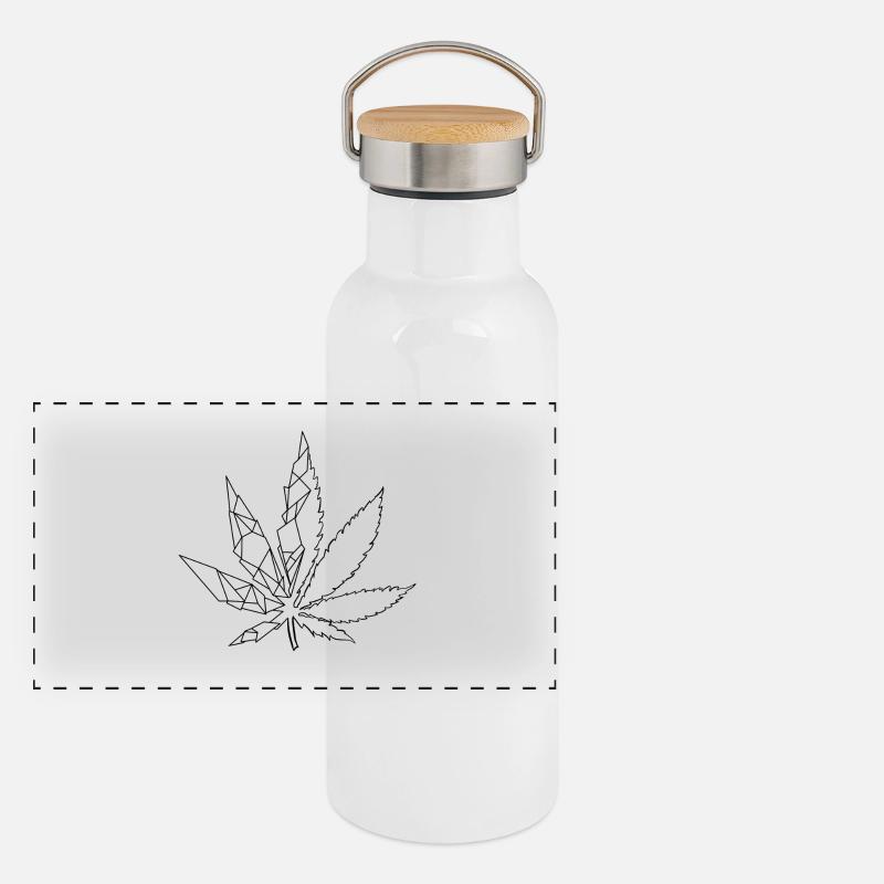 feuille de cannabis stylisée Gourde isotherme avec bouchon en bambou