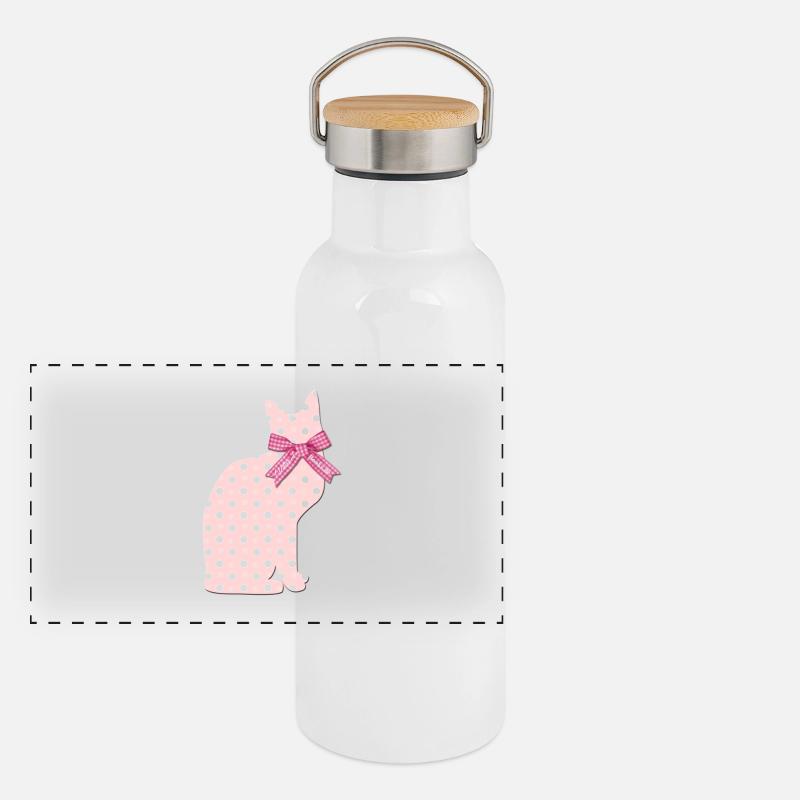 Chat rose « Vibrant » Livres Gourde isotherme avec bouchon en bambou