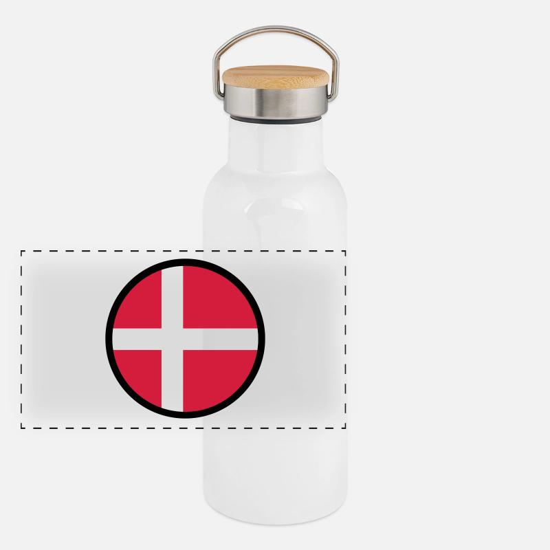 Markiert durch Dänemark Panorama Thermosflasche mit Bambusdeckel