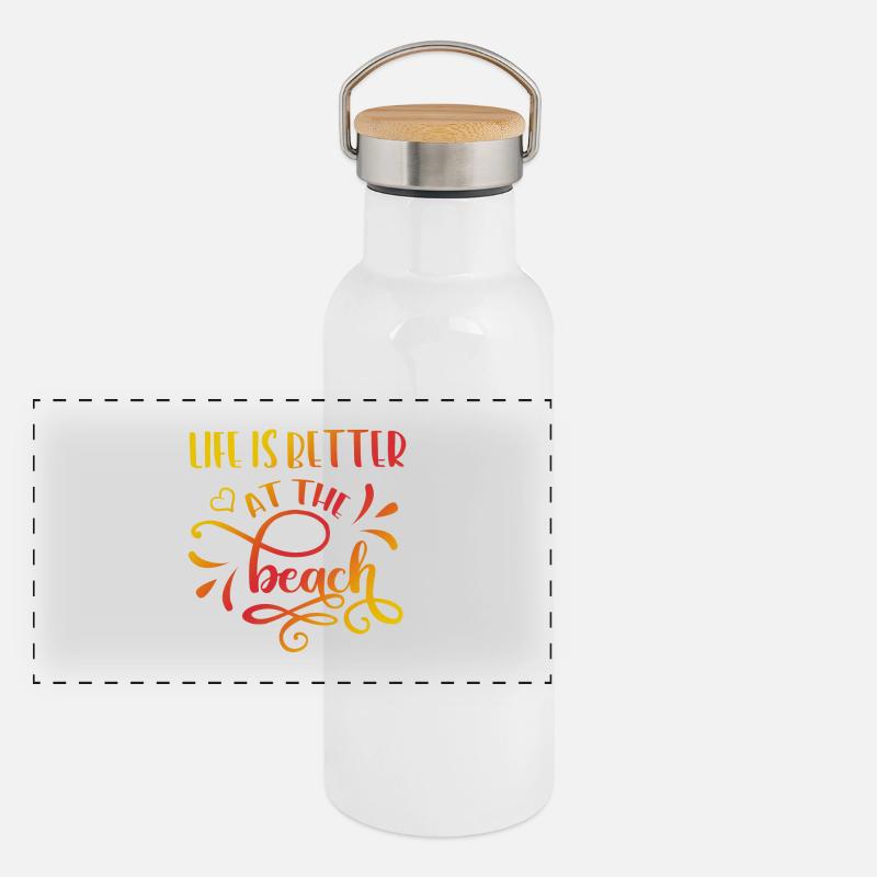LIFE IS BETTER AT THE BEACH Panoramic Thermal Bottle with Bamboo Lid