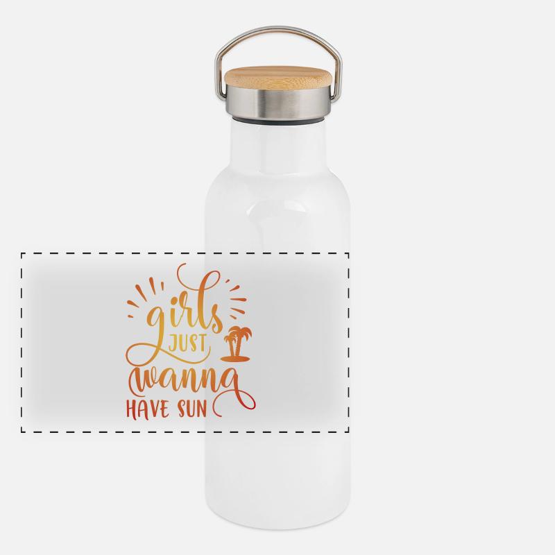 Mädchen möchten gerade SUN Panorama Thermosflasche mit Bambusdeckel