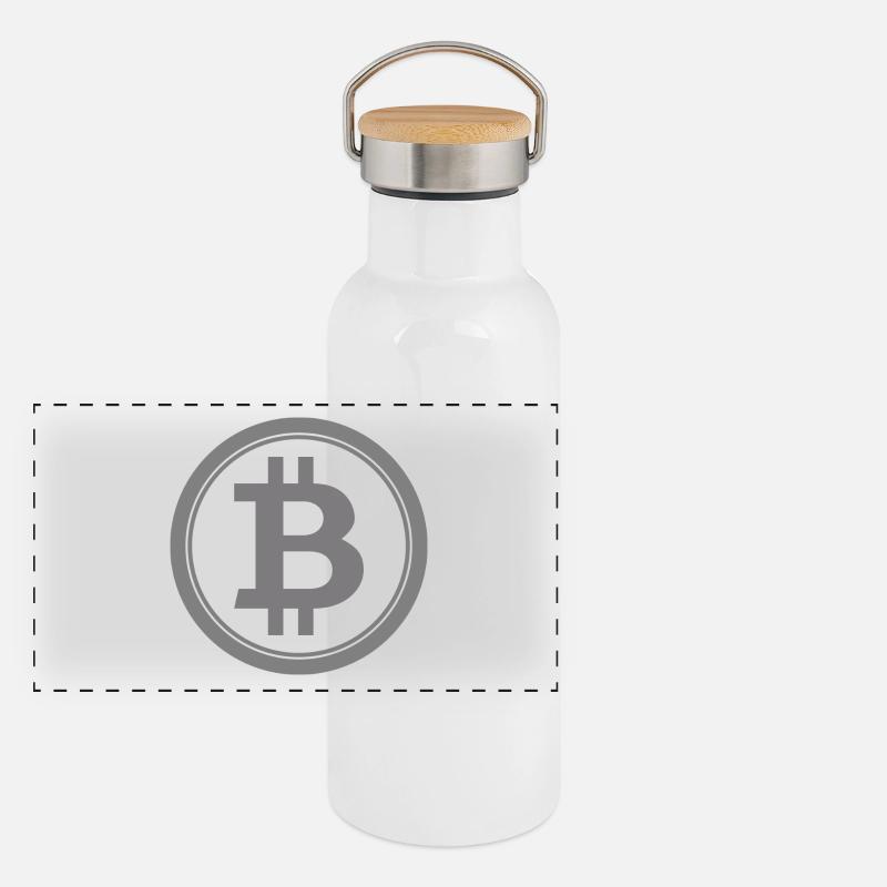 Bitcoin Logo 3 Gourde isotherme avec bouchon en bambou