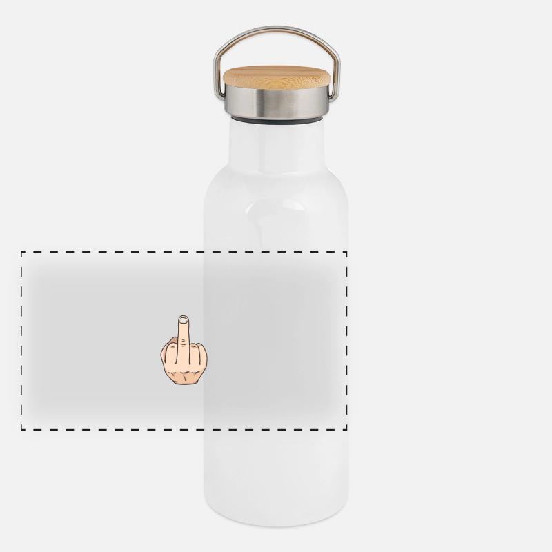 Mittelfinger Panorama Thermosflasche mit Bambusdeckel