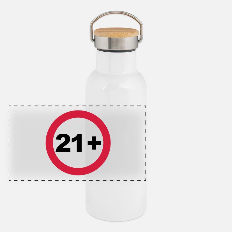 21st birthday 21+ Panoramic Thermal Bottle with Bamboo Lid