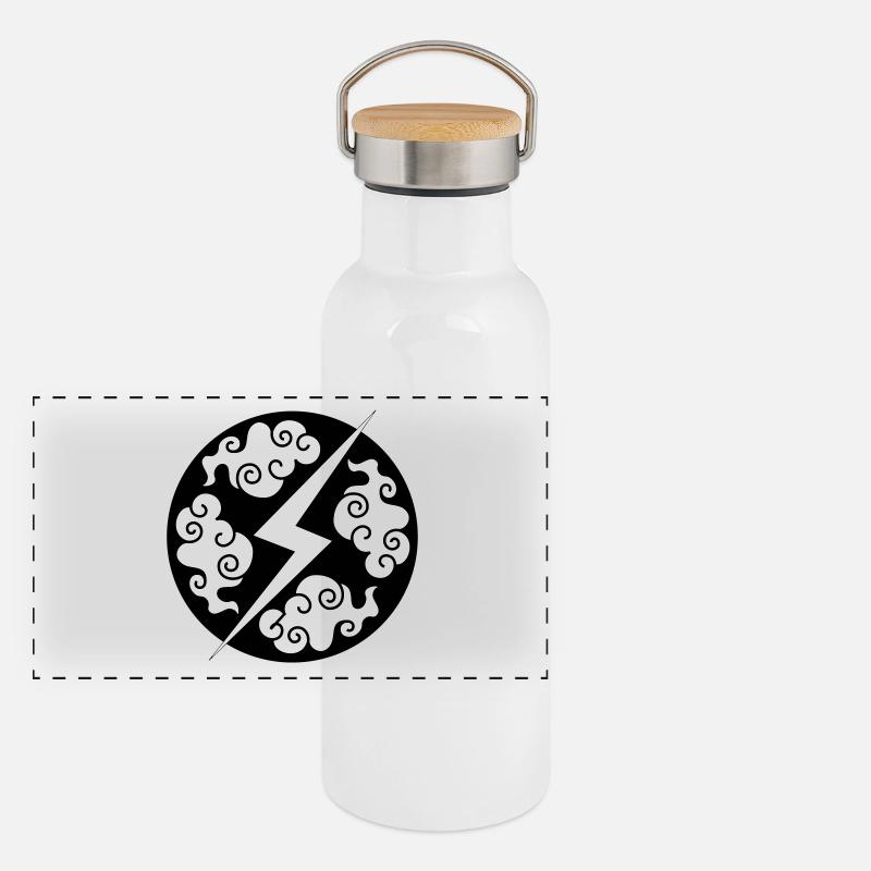 Japanese motif "Clouds and lightning" Panoramic Thermal Bottle with Bamboo Lid