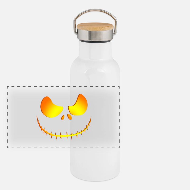 Halloween pumpkin grimace - face gift idea Panoramic Thermal Bottle with Bamboo Lid
