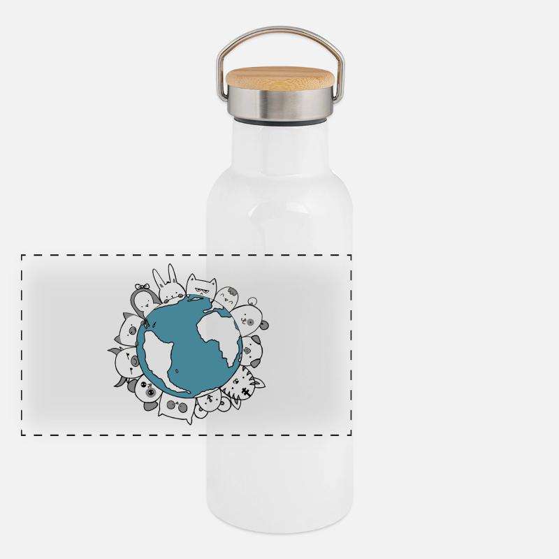 Animal World Panoramic Thermal Bottle with Bamboo Lid