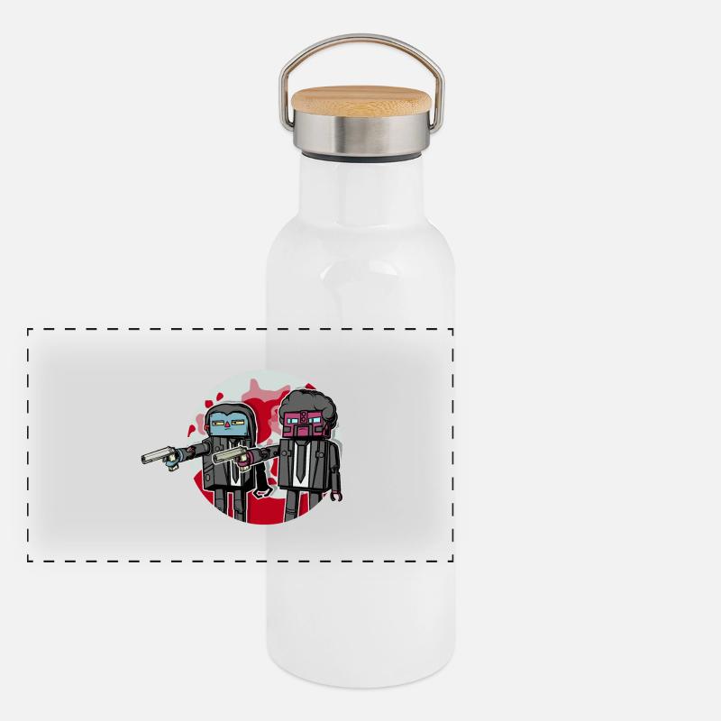 BadAss Robots Panoramic Thermal Bottle with Bamboo Lid