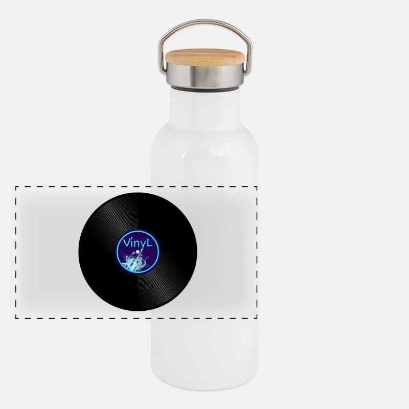 vinyl record Panoramic Thermal Bottle with Bamboo Lid