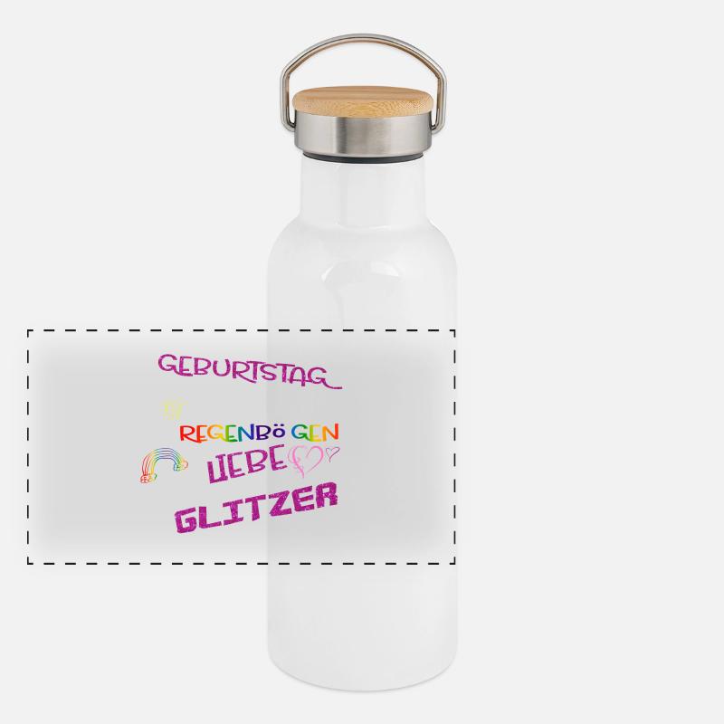 Geburtstagssprüche Sonnenschein Regenbogen & Liebe Panorama Thermosflasche mit Bambusdeckel