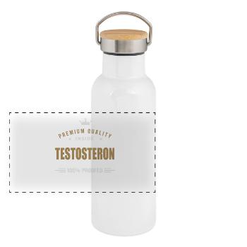 Testosteron - Panorama Thermosflasche mit Bambusdeckel - Weiß - Vorne