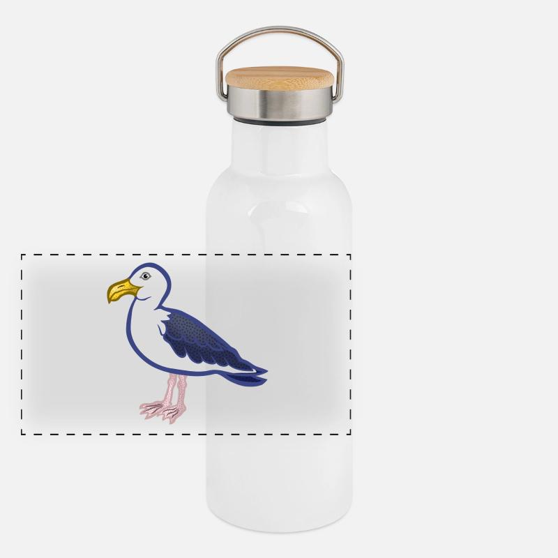 Möwe Panorama Thermosflasche mit Bambusdeckel