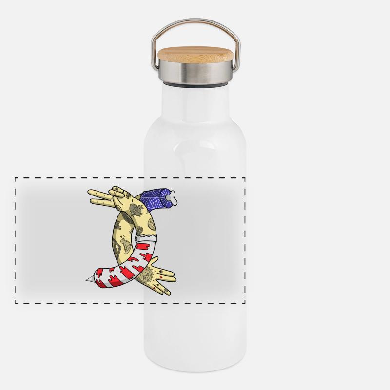 Tatoo Illustration Panorama Thermosflasche mit Bambusdeckel