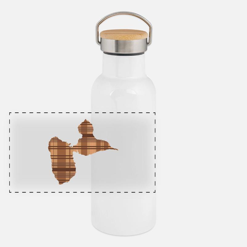 Tshirt gwada madrasse Marron Gourde isotherme avec bouchon en bambou