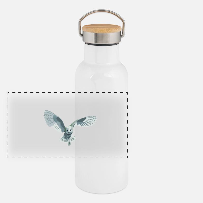 barn owl Panorama Thermosflasche mit Bambusdeckel