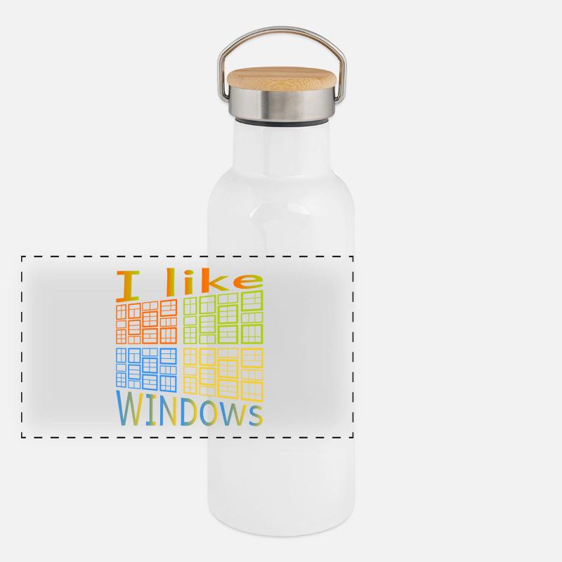 I like Windows - Panoramic Thermal Bottle with Bamboo Lid - white