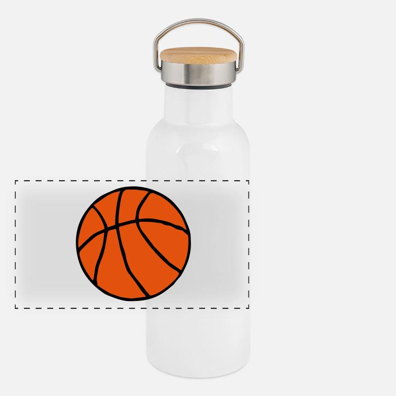 Basketball handgezeichnet Geschenk Panorama Thermosflasche mit Bambusdeckel