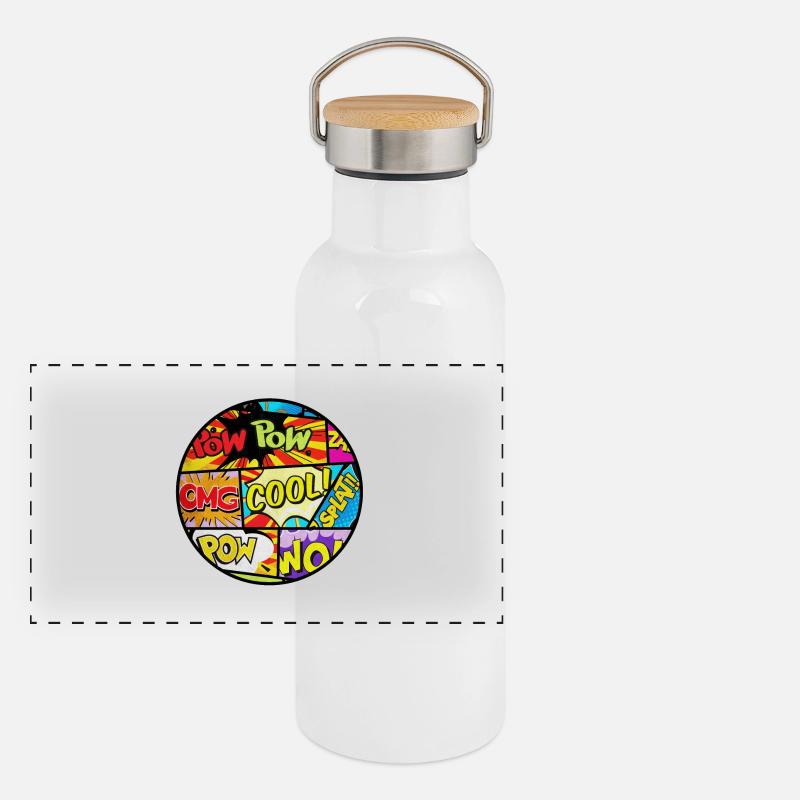 Comic style Gourde isotherme avec bouchon en bambou