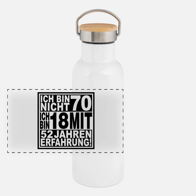 Ich bin nicht 70 ich bin 18 mit 52 Jahren Panorama Thermosflasche mit Bambusdeckel