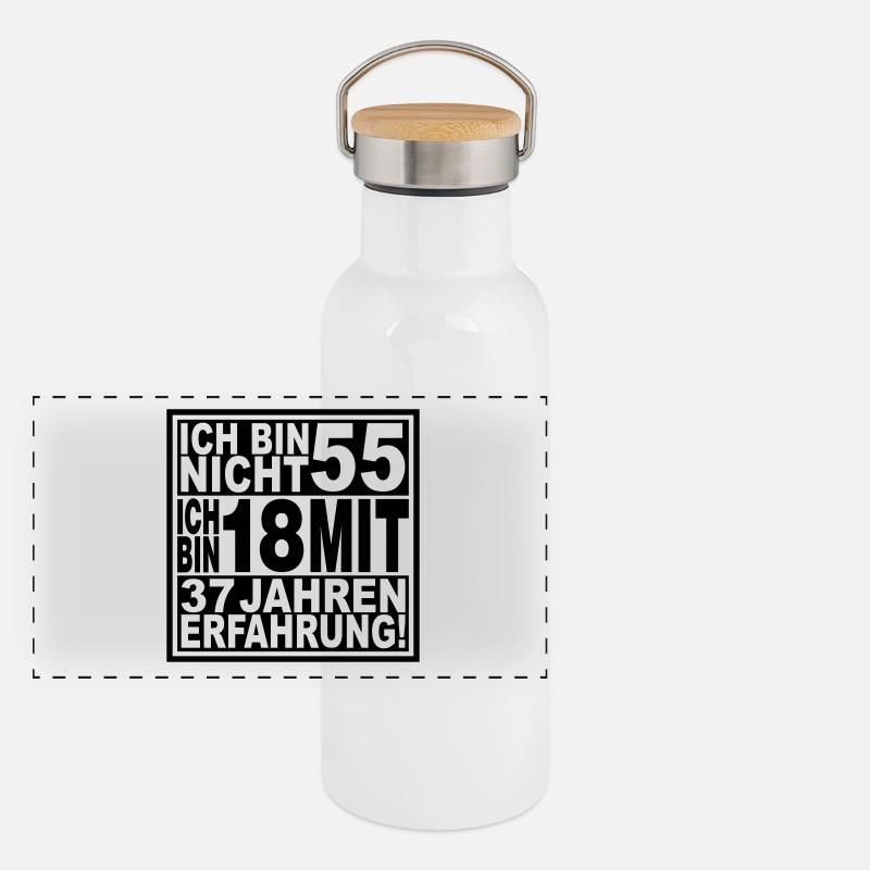 Ich bin nicht 55 ich bin 18 Panorama Thermosflasche mit Bambusdeckel