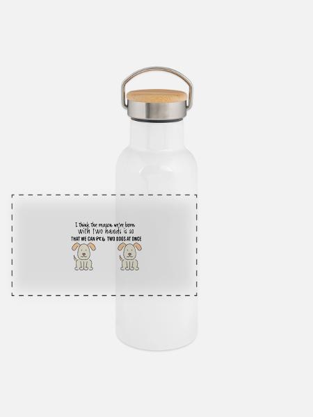 The reason we are born - Panoramic Thermal Bottle with Bamboo Lid - white - Front