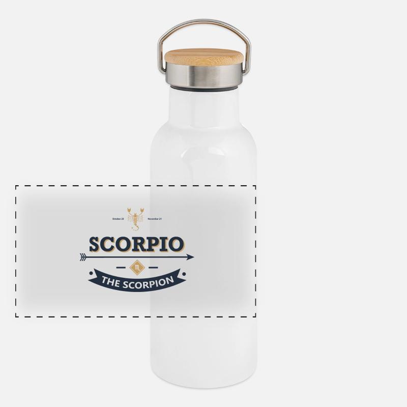 Sternzeichen Skorpion Scorpius Geschenk November Panorama Thermosflasche mit Bambusdeckel