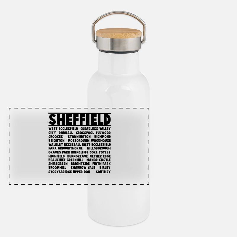 Sheffields Stadt Panorama Thermosflasche mit Bambusdeckel