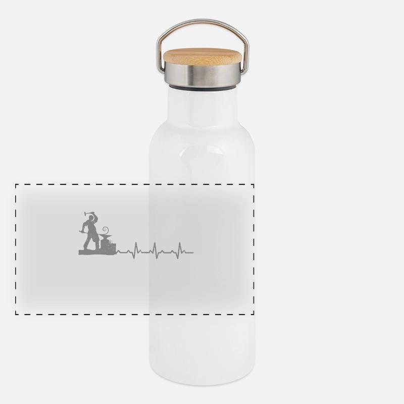 Blacksmith heartbeat gift hammer iron profession job Panoramic Thermal Bottle with Bamboo Lid