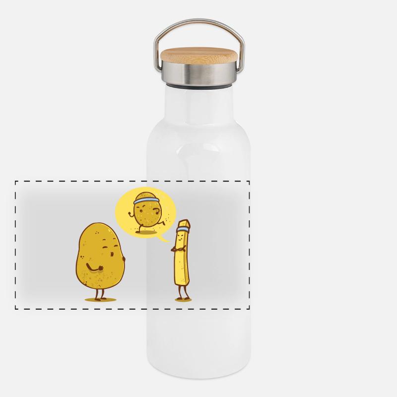 Kartoffel Pommes Diät Geschenk Geburtstag Weihnach Panorama Thermosflasche mit Bambusdeckel