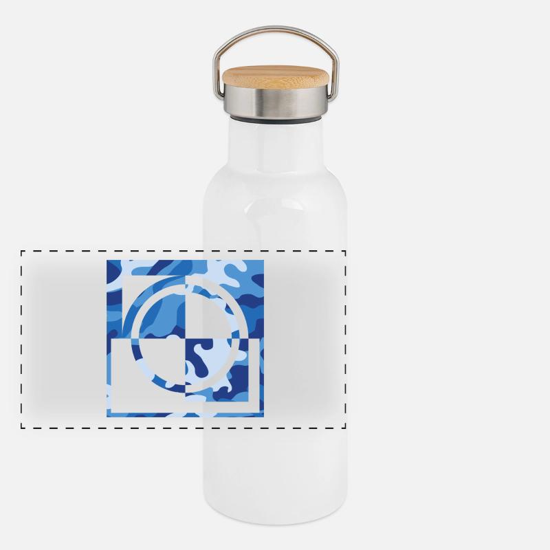 Blue camouflage Panorama Thermosflasche mit Bambusdeckel