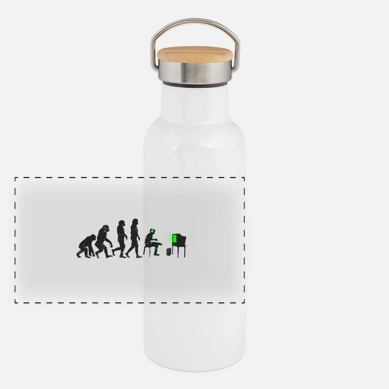 Gamer evolution geschenk spieler nerd geek noob Panorama Thermosflasche mit Bambusdeckel