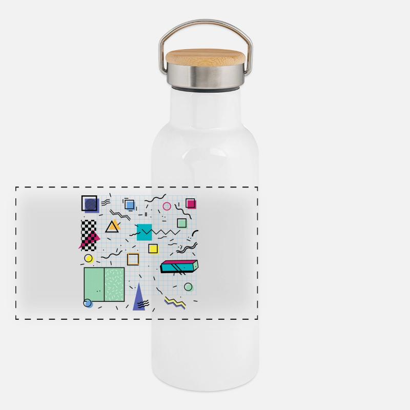 Eldram's Eighties Abstract 01 Panorama Thermosflasche mit Bambusdeckel