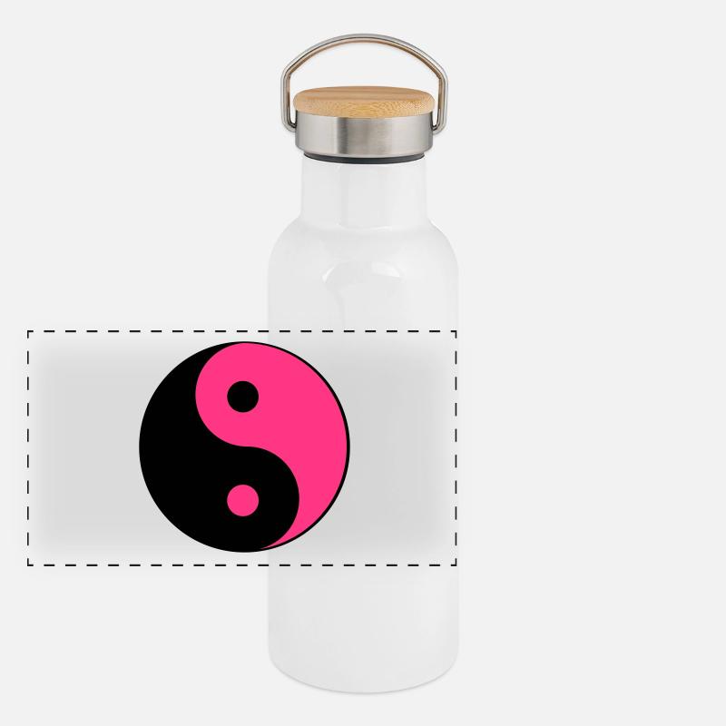 Yin ind Yang Panorama Thermosflasche mit Bambusdeckel