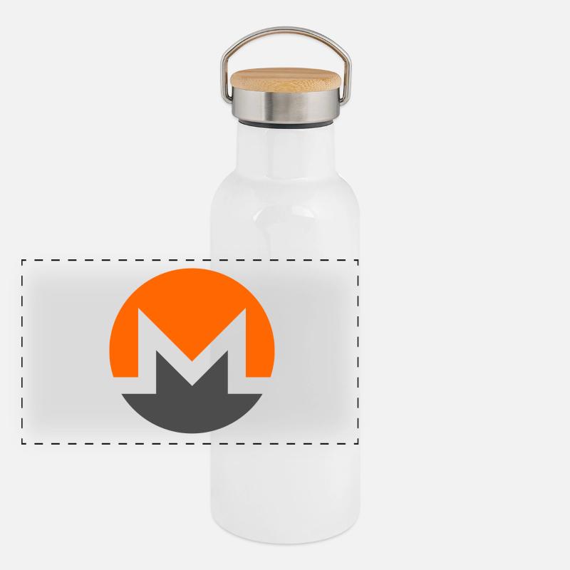 Monero Logo Panorama Thermosflasche mit Bambusdeckel