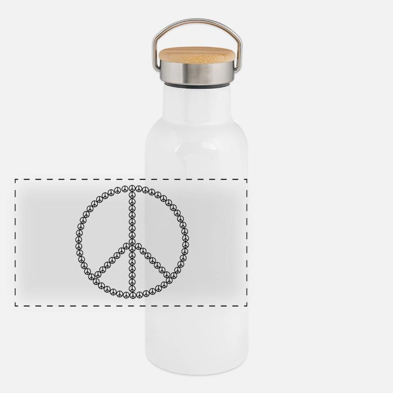 Peacezeichen Panorama Thermosflasche mit Bambusdeckel