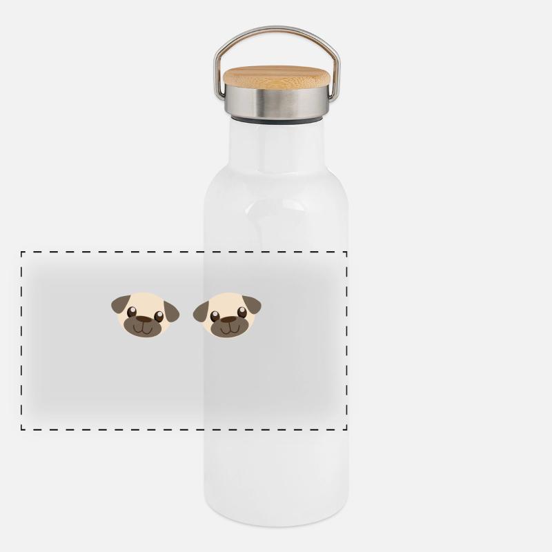 Lustiger Spruch Mops Hund Panorama Thermosflasche mit Bambusdeckel