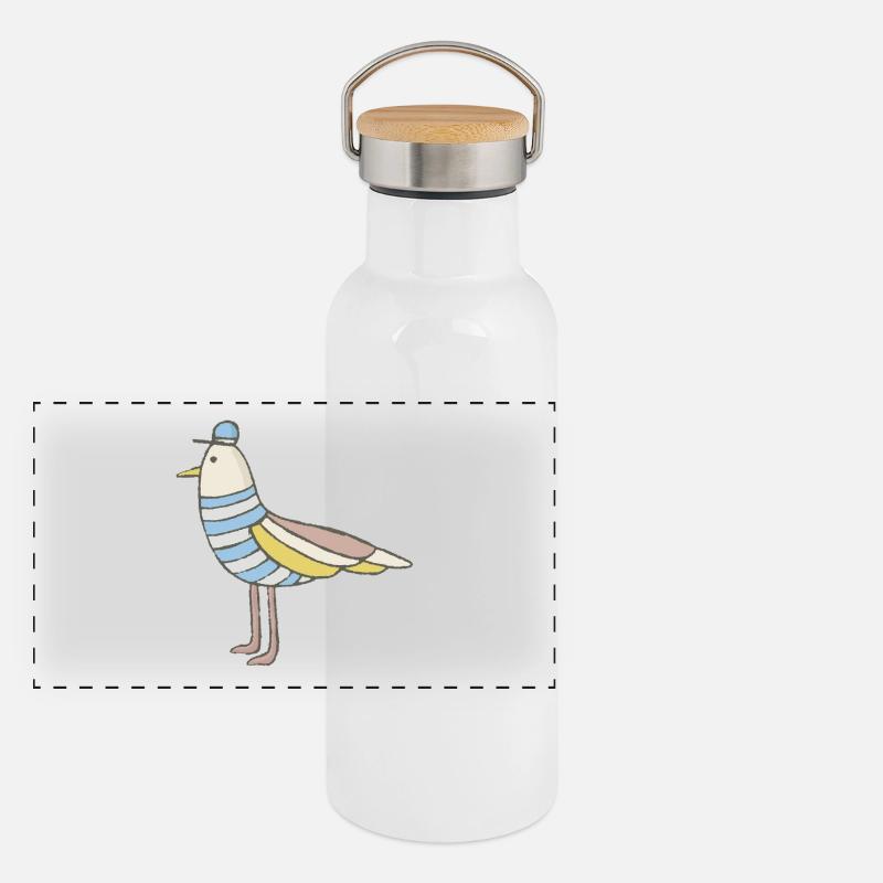Möwe Panorama Thermosflasche mit Bambusdeckel