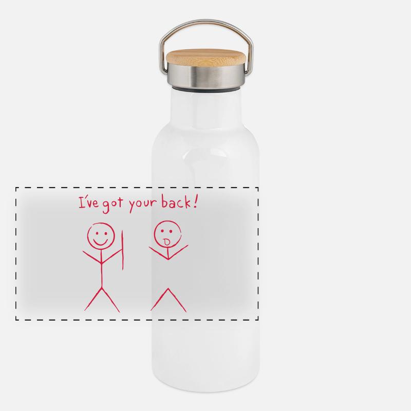 I got your back - Panoramic Thermal Bottle with Bamboo Lid - white