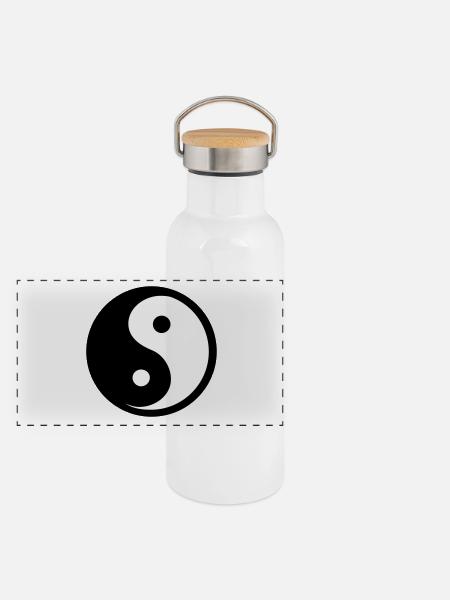Ying Yang - Gourde isotherme avec bouchon en bambou - blanc - Devant