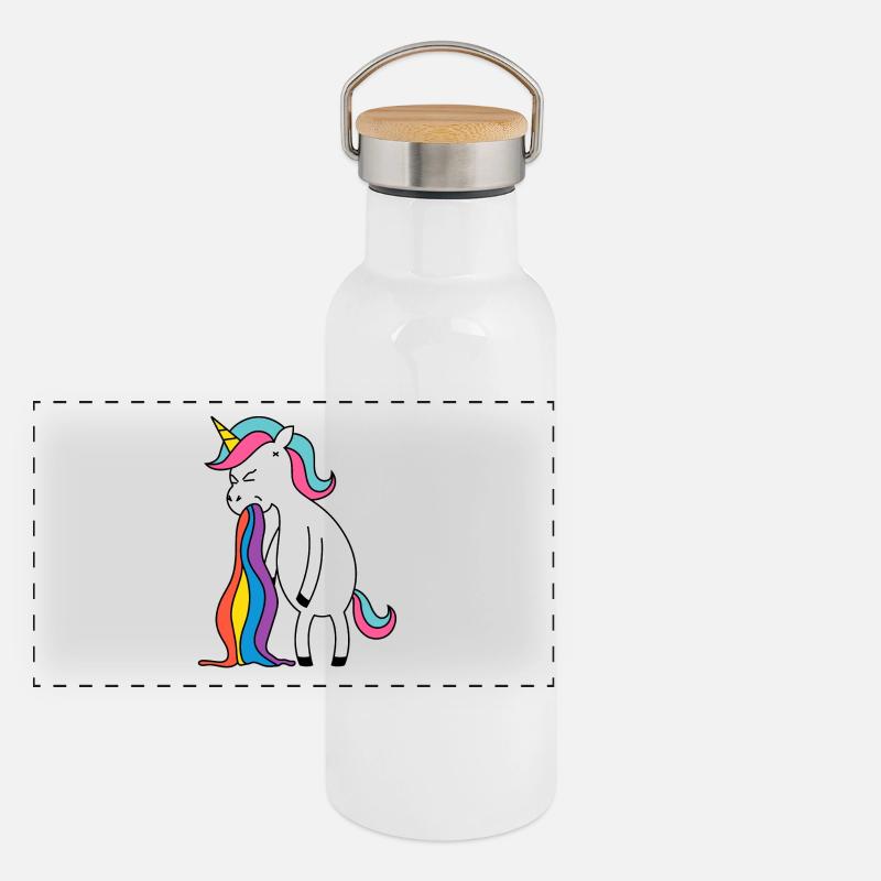 Unicorn rainbow puke. No buck Gagging Panoramic Thermal Bottle with Bamboo Lid