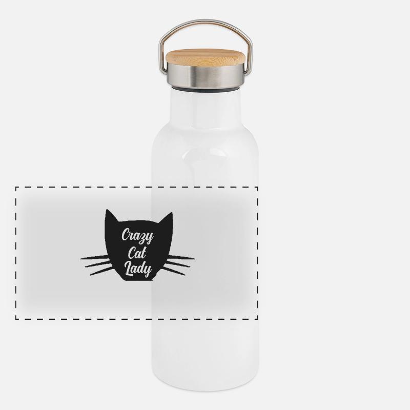 Madame folle de chat Gourde isotherme avec bouchon en bambou