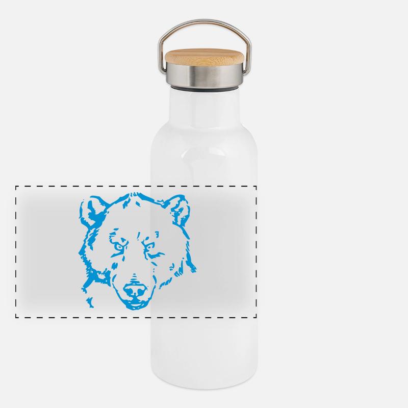 Bär Panorama Thermosflasche mit Bambusdeckel