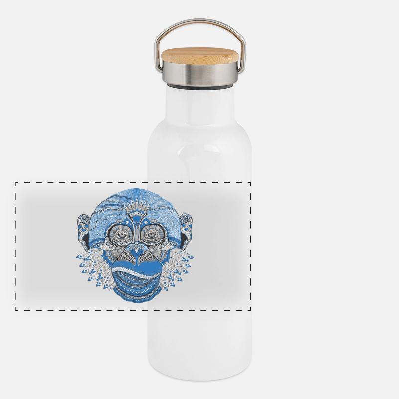 Indian monkey Panorama Thermosflasche mit Bambusdeckel